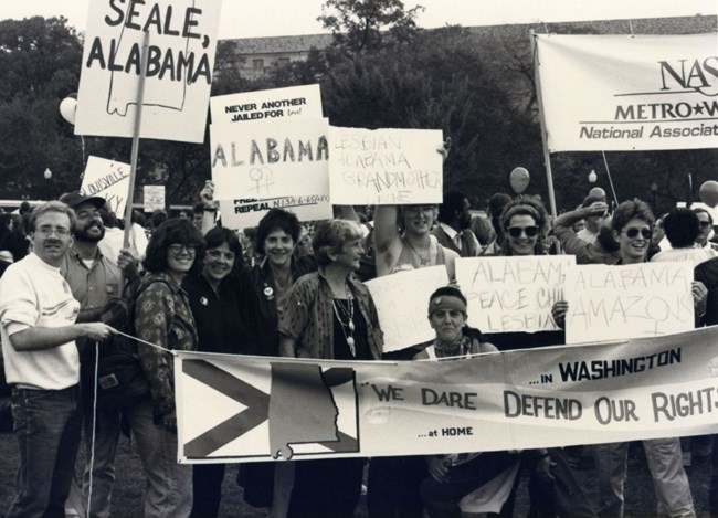 Alabamians marching on Washington as part of a large rally calling for lesbian and gay rights; October 11, 1987 Alabamians marching on Washington as part of a large rally calling for lesbian and gay rights; October 11, 1987