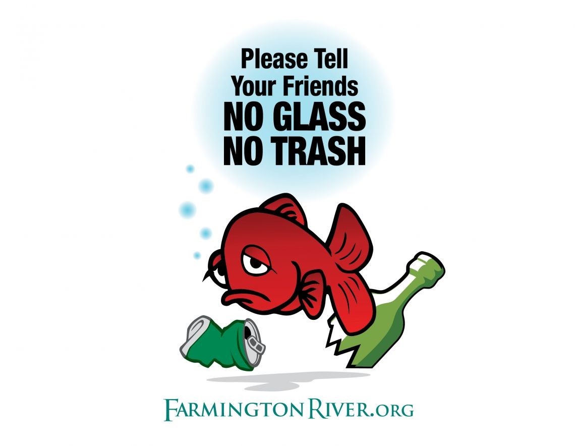 The ‘No Glass, No Trash’ campaign logo. Credit: Farmington River Stewards