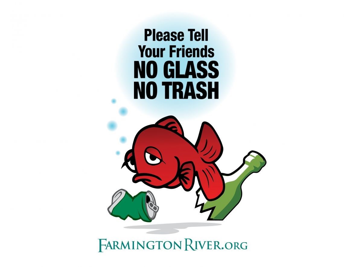 The ‘No Glass, No Trash’ campaign logo. Credit: Farmington River Stewards The ‘No Glass, No Trash’ campaign logo. Credit: Farmington River Stewards