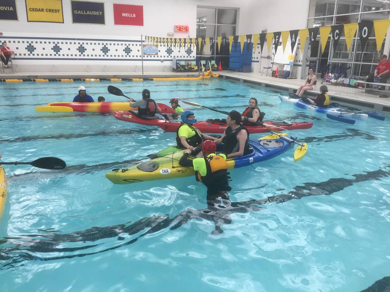 Team River Runner of the Lehigh Valley provides essential kayak training within a community pool setting. Photo Credit: TRR’s Facebook page. Team River Runner of the Lehigh Valley provides essential kayak training within a community pool setting. Photo Credit: TRR’s Facebook page.