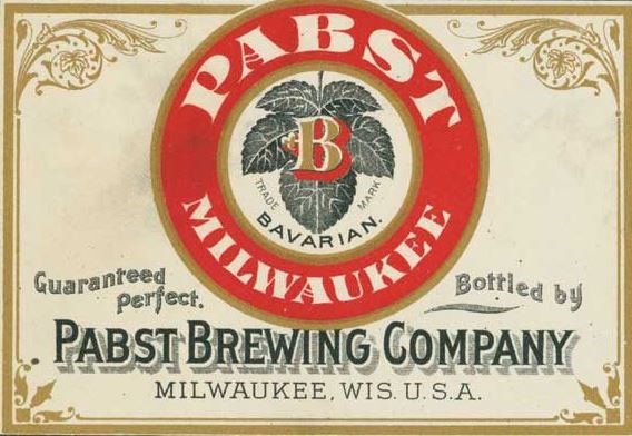 Advertisement for Pabst Brewing Company with red ring around leaf of tree.