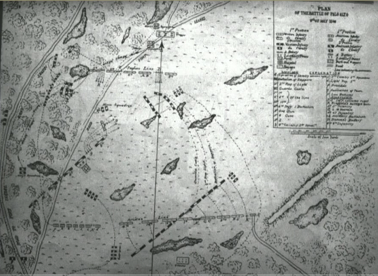 Plan of Battle of the Battle of Palo Alto Sketch map of battlefield depicting lines, unit maneuvers, and engagements.