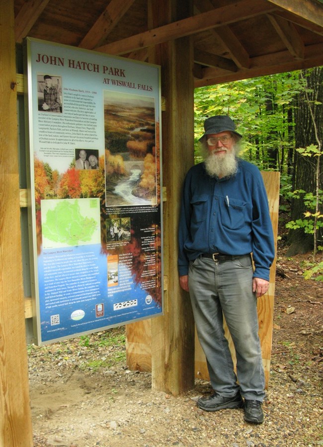 Dick Lord at John Hatch Park kiosk.  Photo provided by LRWA.