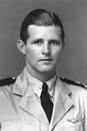 A black and white photo of Joseph P. Kennedy Jr. wearing his service uniform
