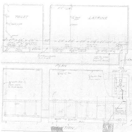 hand drawn plumbing plan for battery kingman and mills