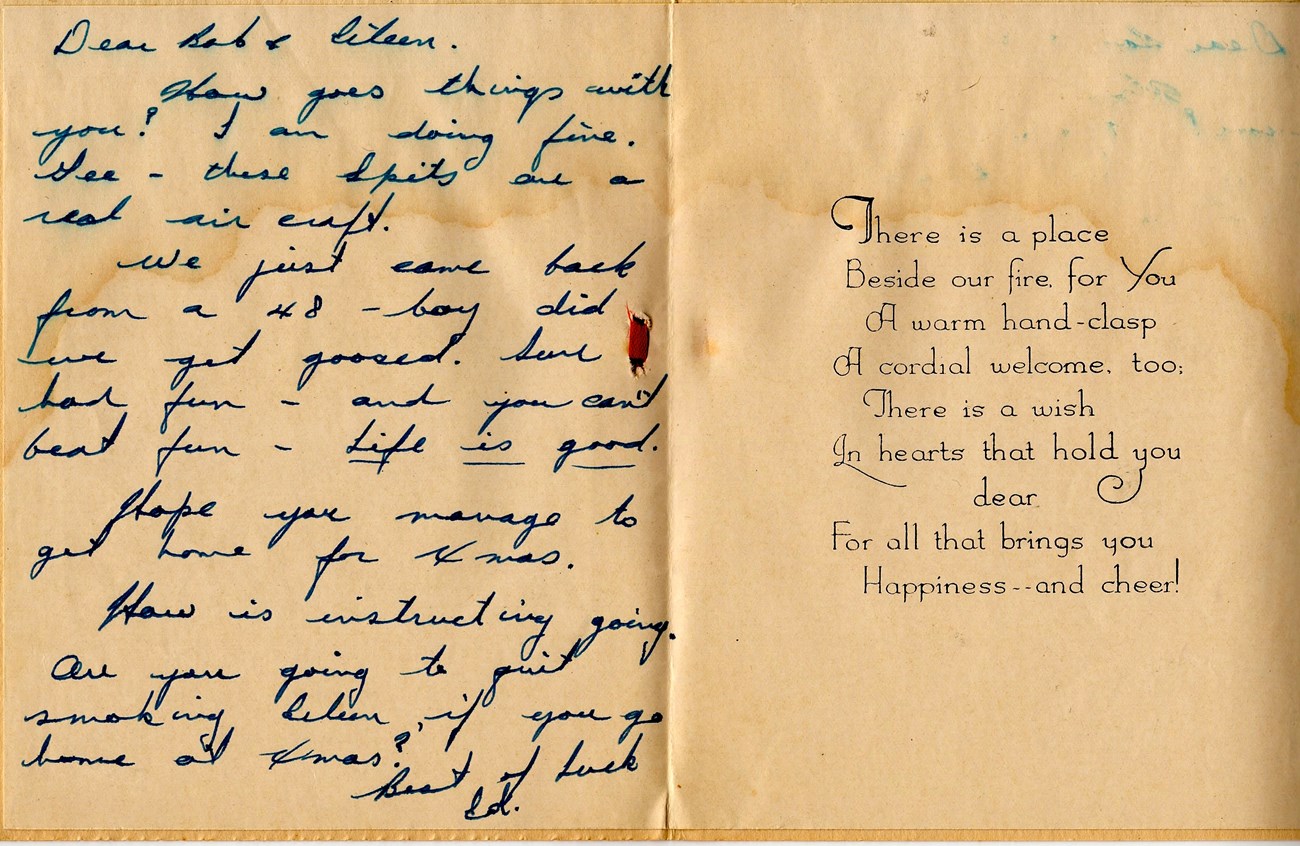 1943 Christmas Letter Handwritten Christmas card (text below)