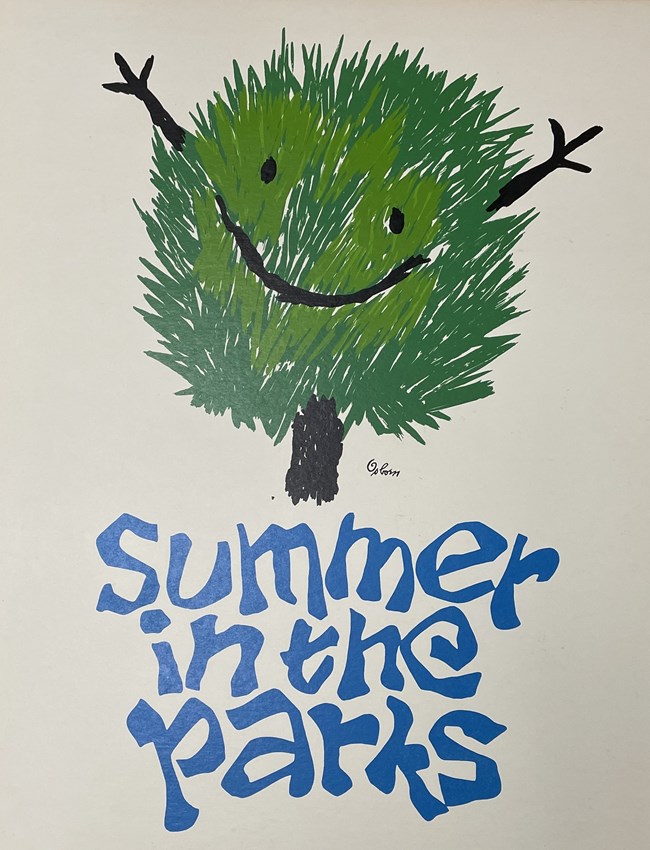 Laughing Tree logo Bushy tree with smiling face and stick arms thrown upward