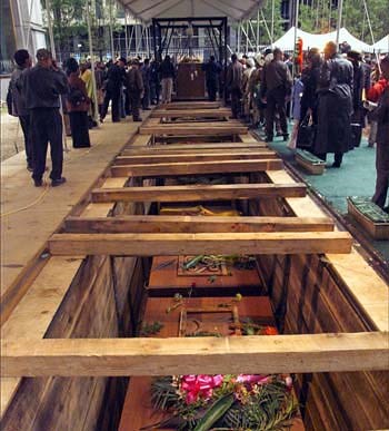 Reburial of remains at African Burial Ground