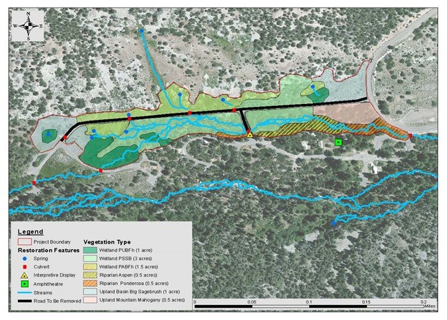 restoration features Map of Upper Lehman Wetland Restoration Project