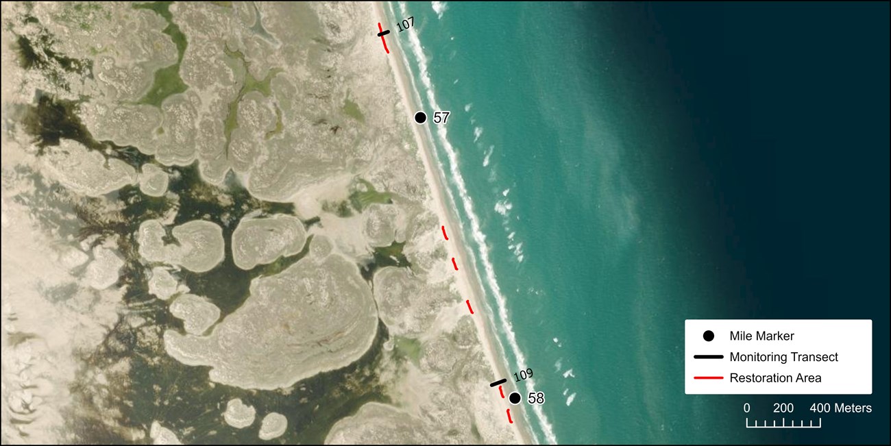 Map showing restoration areas at PAIS