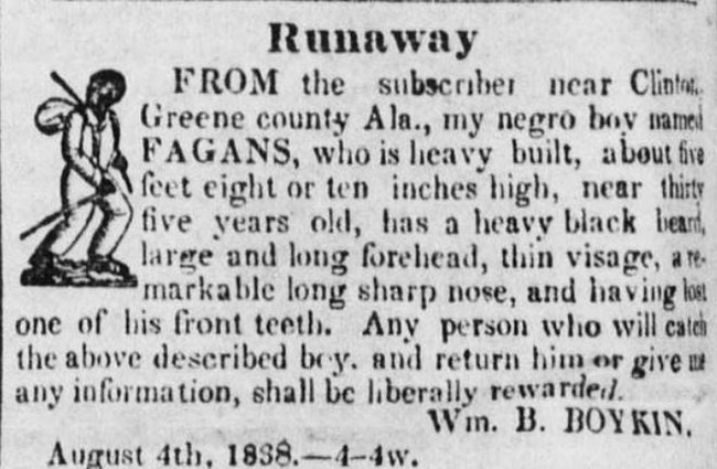 runaway slave ad