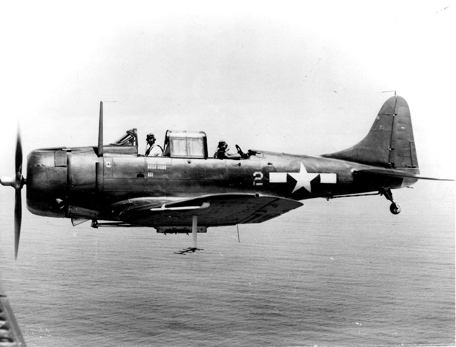 One Douglas Dive Bomber Plane Flying One Douglas Dive Bomber Plane Flying