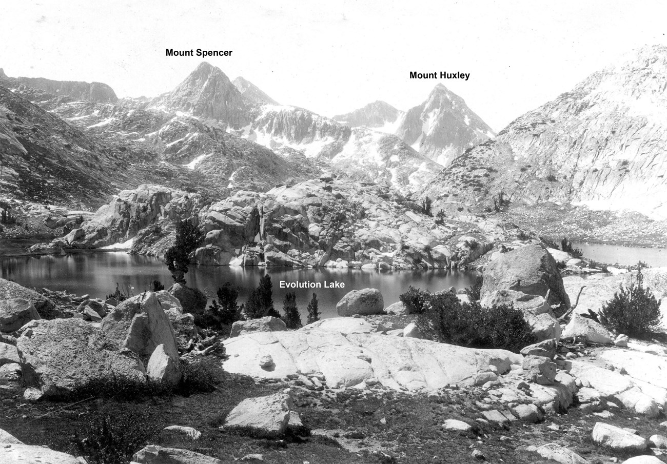 black and white photos of high alpine lake basin