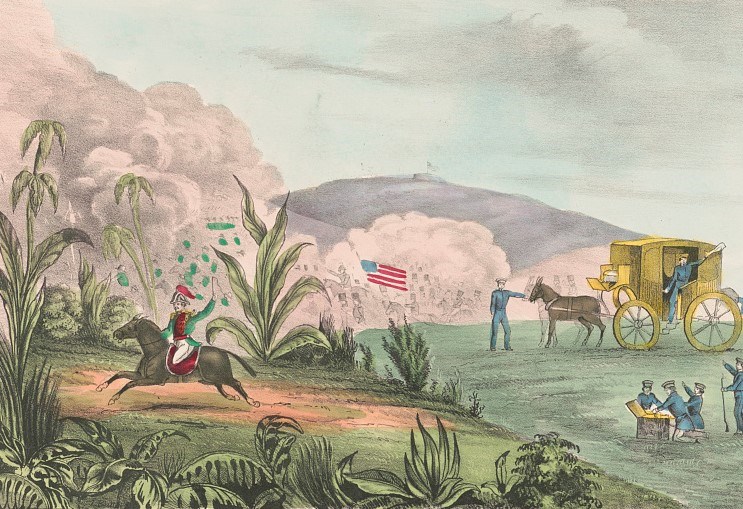 Battle of Cerro Gordo Lithograph depicting the flight of Santa Anna at the Battle of Cerro Gordo