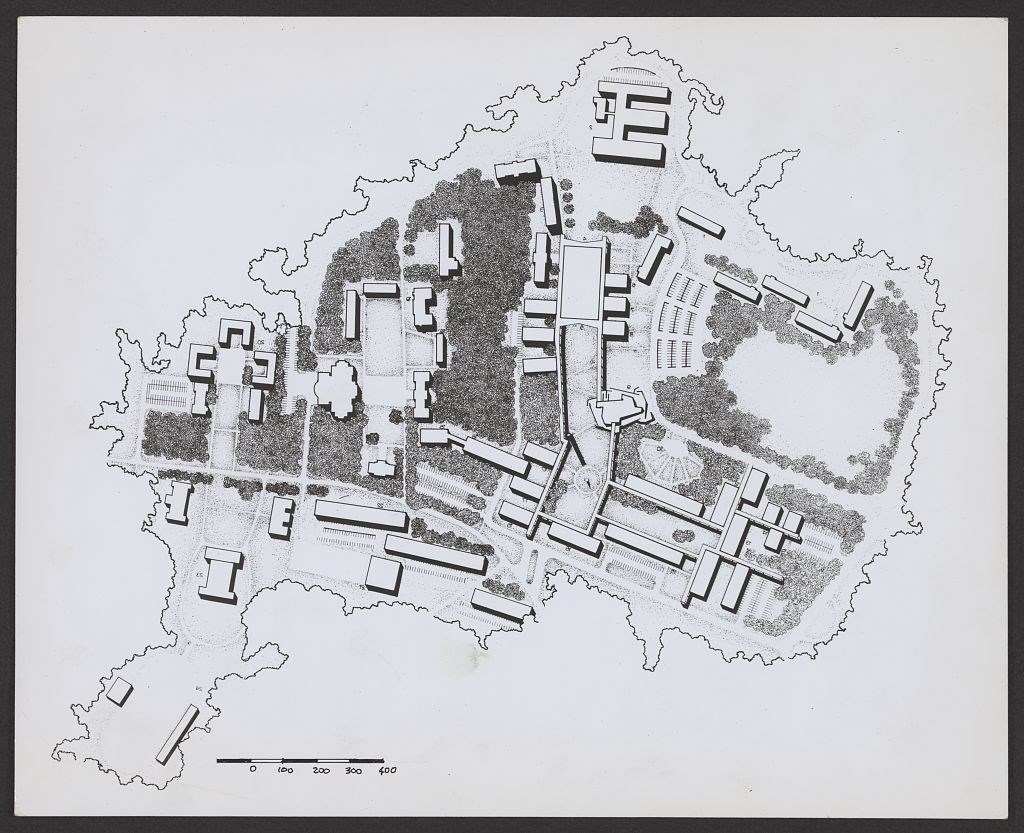 Tuskegee Institute, Tuskegee, Alabama. Campus master plan. Tuskegee Institute, Tuskegee, Alabama. Campus master plan drawing.