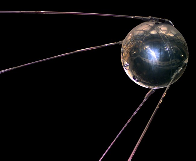 Sputnik A metallic ball with strands protruding