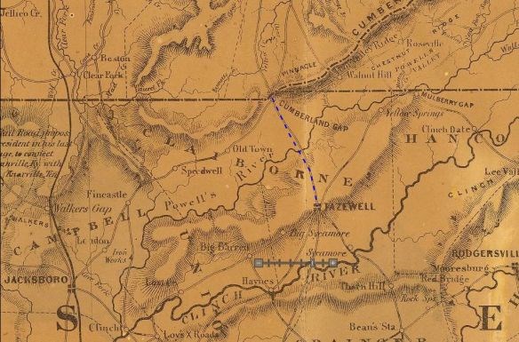 topographical map of Tazwell, Tennessee