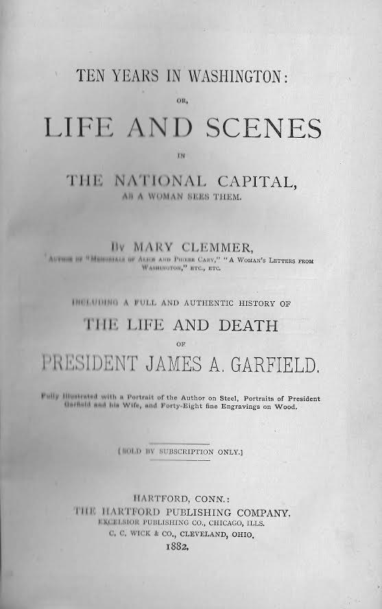 Title Page of Ten Years In Washington a copy of the title page that says Ten Years In Washignton