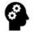 Icon of silhouette of head and gears turning in brain area.