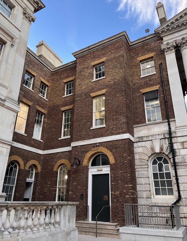 The brick building where the Department of Music is located on the Strand campus of King’s College London.