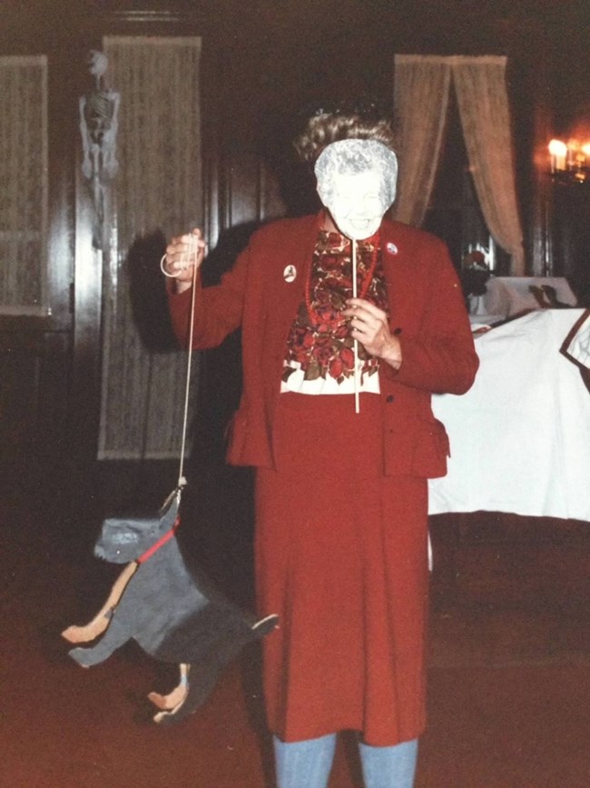 Dave Hayes, dressed as Eleanor Roosevelt for Halloween. A man dressed as Eleanor Roosevelt for Halloween