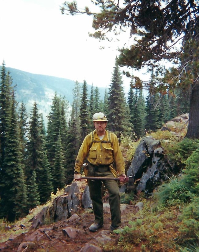 Dave on the fire crew in Flathead National Forest, Montana in 2000. Dave on the fire crew in Flathead National Forest, Montana in 2000.