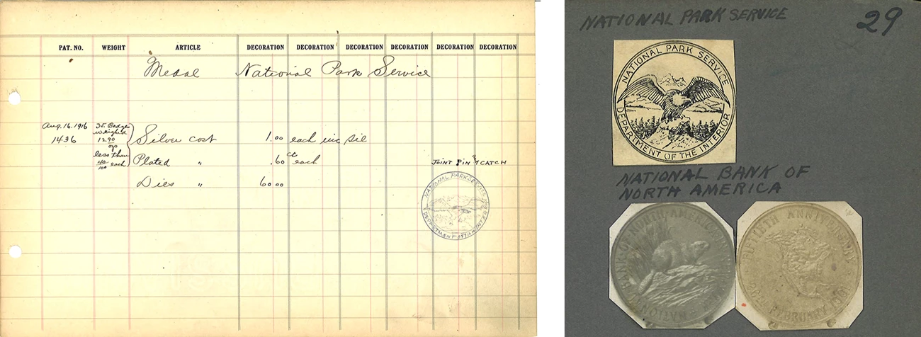 Tiffany and Company ledger documents ledger page and medal design page