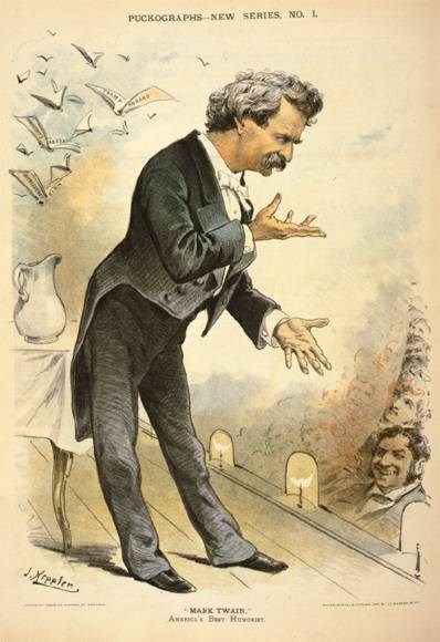 twain-speaking1 drawing of Mark Twain talking to people