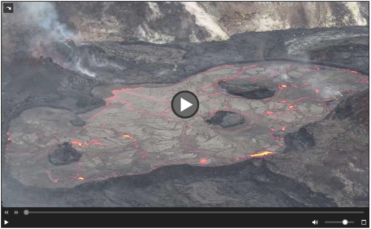 screen capture of video viewer showing a lava lake
