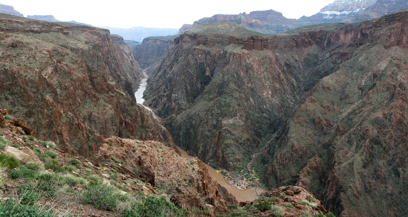 Photo of inner Grand Canyon and the Colorado River.