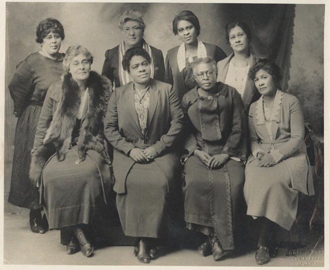 A group photo of several black women. Howard University collections