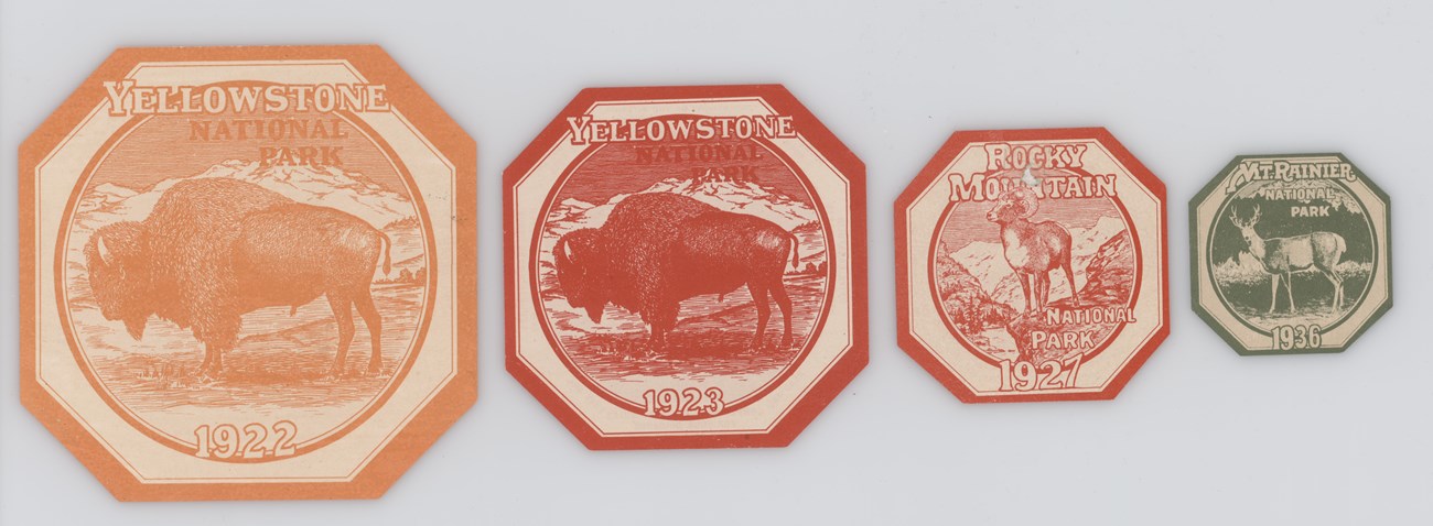 Decreasing sizes of windshield stickers Four octagonal windshield stickers in decreasing sizes