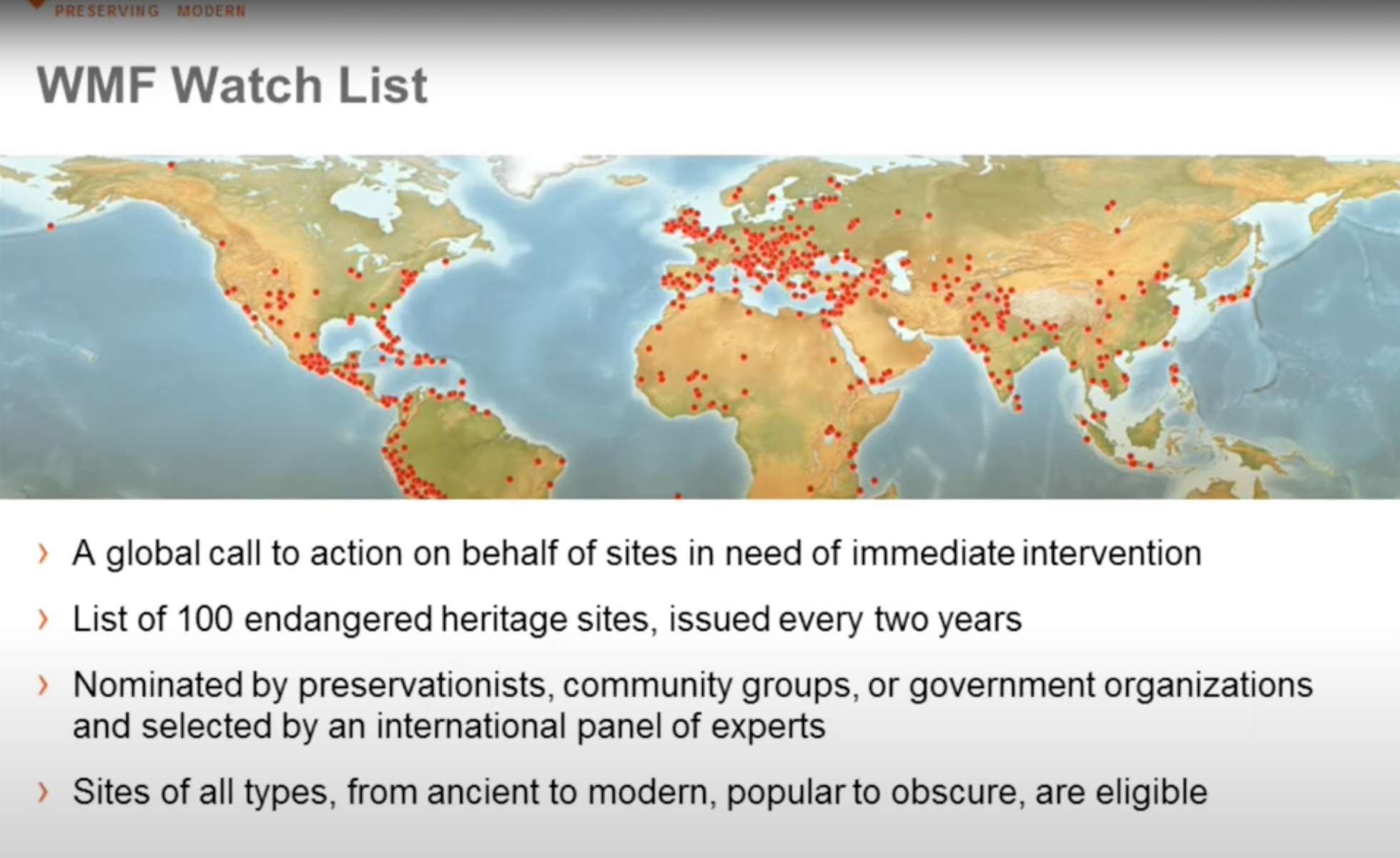 World Monuments Fund Watch List