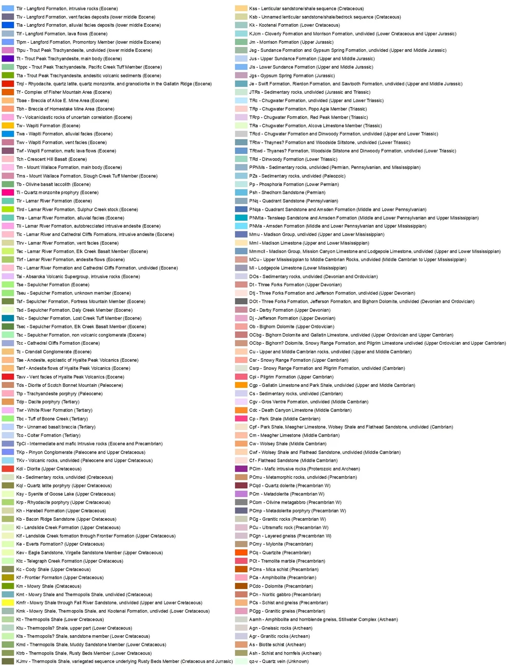 yell geologic map legend 2 of 2 geologic map legend