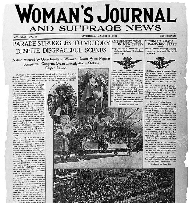 Front page of the Woman's Journal and Suffrage News, courtesy of the Library of Congress. Front page of the Woman's Journal and Suffrage News, courtesy of the Library of Congress.