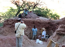 Very few artifacts were found due to erosion. Crew working at Ivo's site.