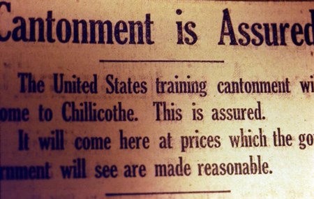 Cantonment announcement A newspaper clipping advising of camp construction