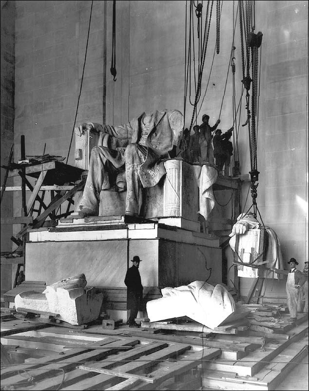 Photo of half constructed statue. (National Archives and Record Administration, photographer unknown)