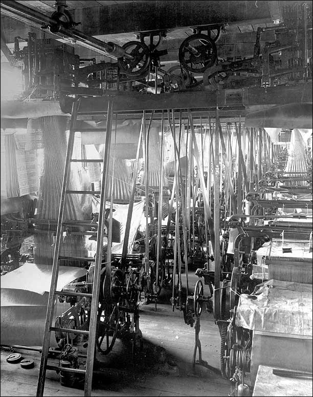 Mechanical silk looms, ca. 1900.