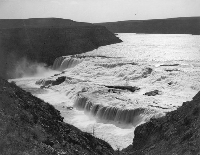 historic photo of waterfall