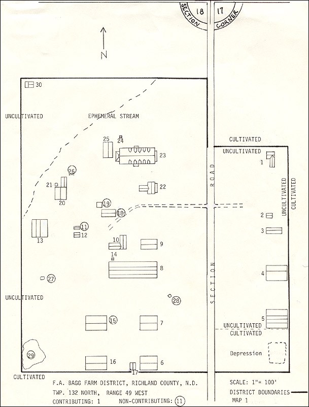 Drawing of Bagg Bonanza Farm. Drawing of Bagg Bonanza Farm.