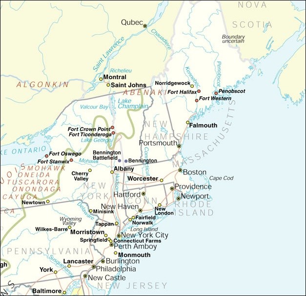 Map of New England.