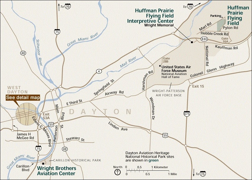 Map of Dayton aviation center.