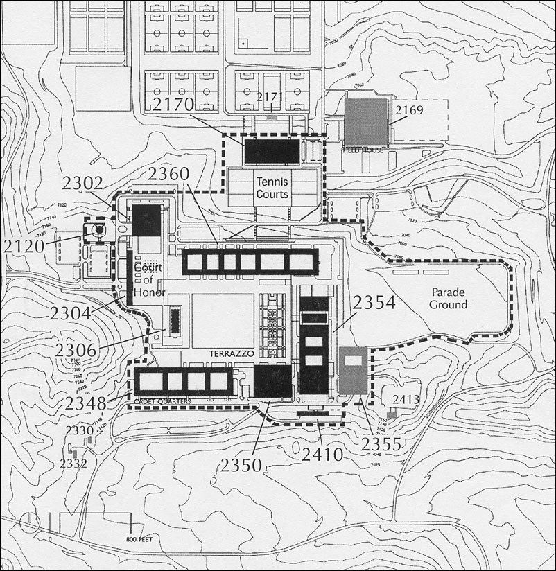 Plan of the Cadet Area at air force base.