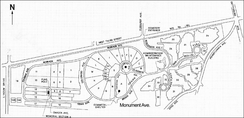 Site plan for Dayton National Cemetery.(Courtesy of U.S. Department of Veterans Affairs)