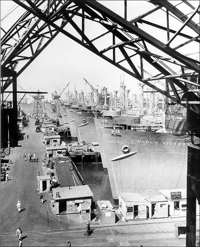 Liberty Ship in harbor.