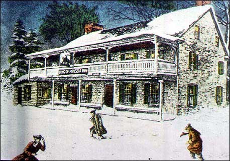 Illustration of two-story house in winter