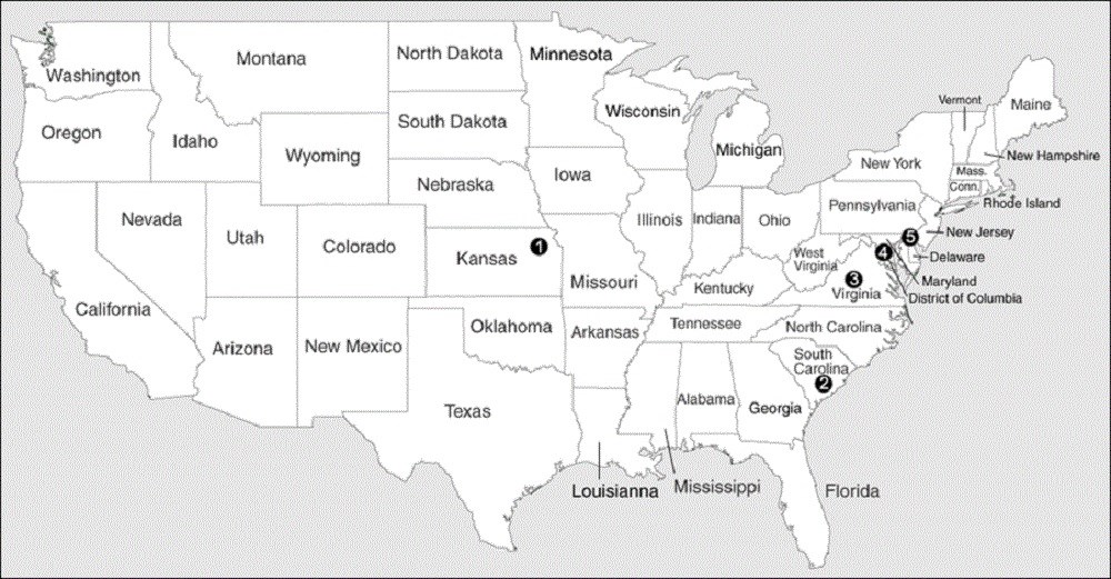 Map of the US. NPS.