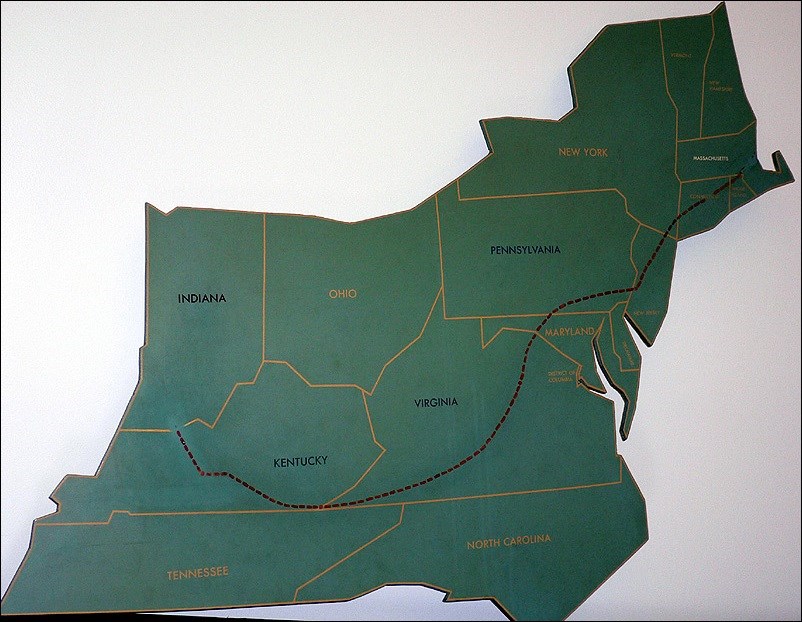 Map of Midwest and New England. (Lincoln Boyhood National Memorial)