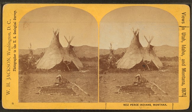 1871 century photo of nez perce woman and tipi